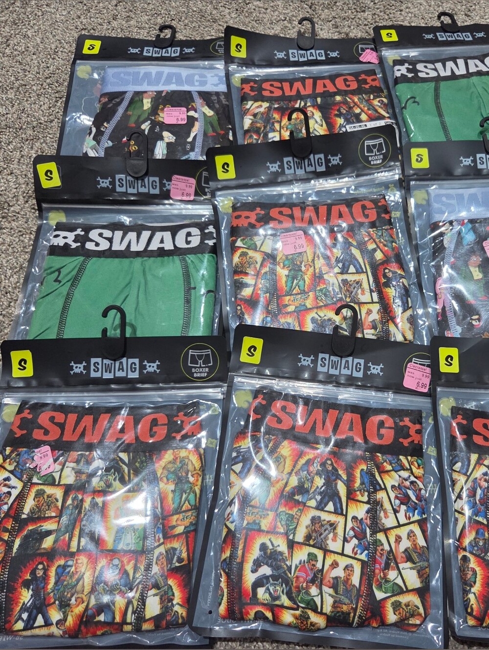 Swag Mens Boxer Briefs Assorted Prints Size Small Includes 9 Pairs New